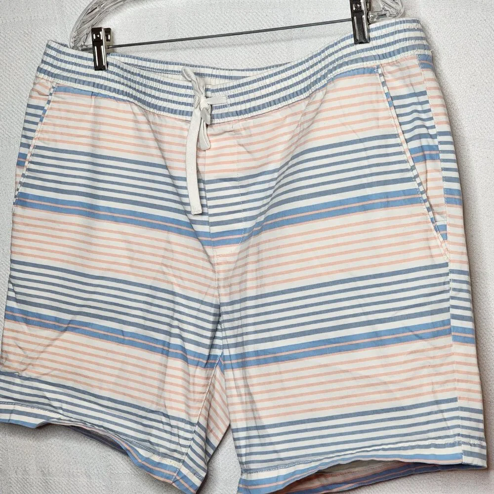 George Peach Blue Striped Casual Cotton Lyocell Span Tie Waist Short Sz XL 40-42